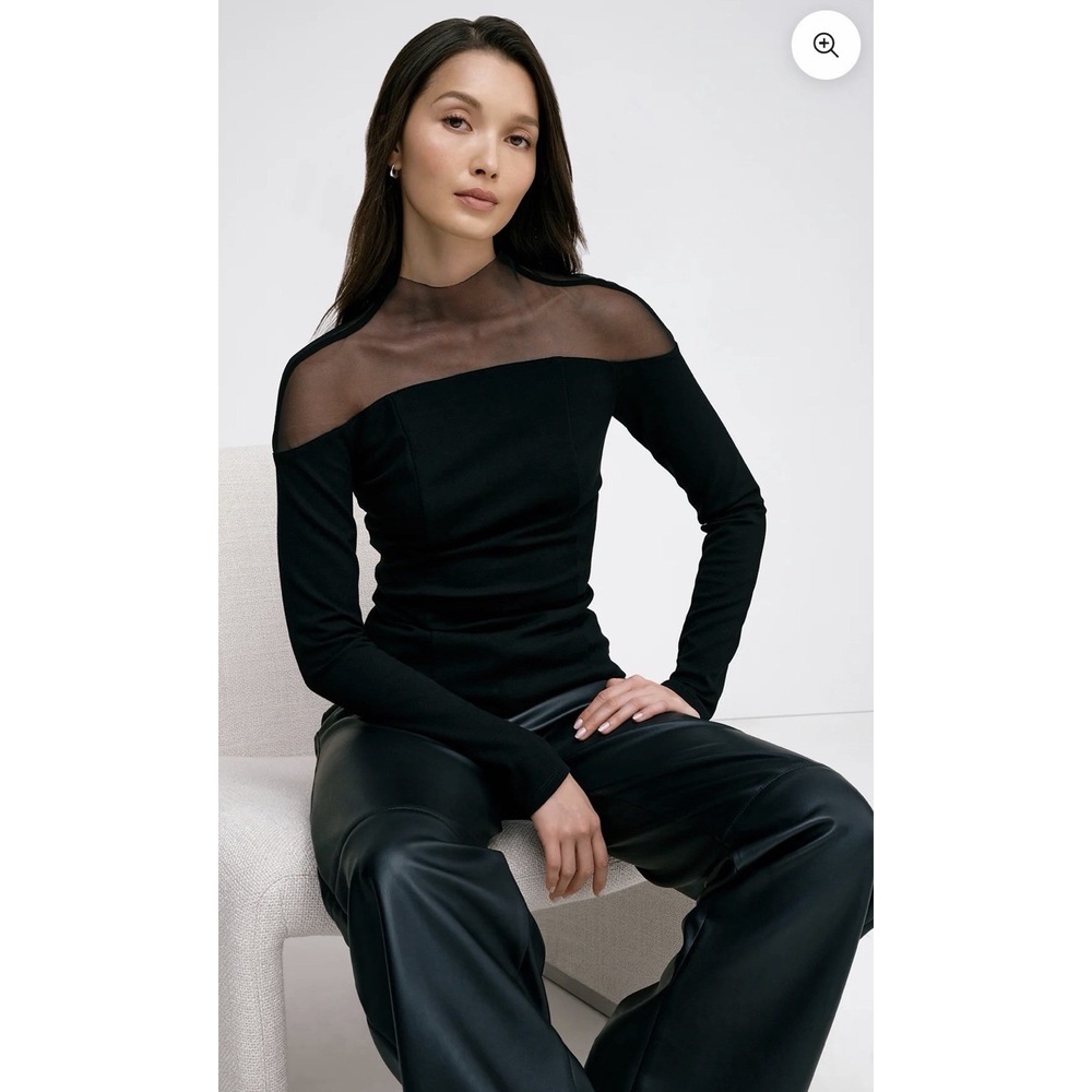 Marcella NYC Joanna Top M European Ponte Mesh Yoke Structured Bodice Whimsigoth